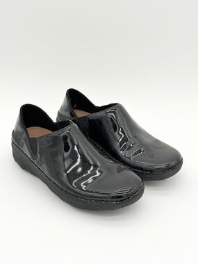 FitFlop Superloafer Black Patent Leather Comfort Clogs Shoes Loafers Womens 5